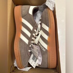 Adidas Spezial Taupe and White Sneakers